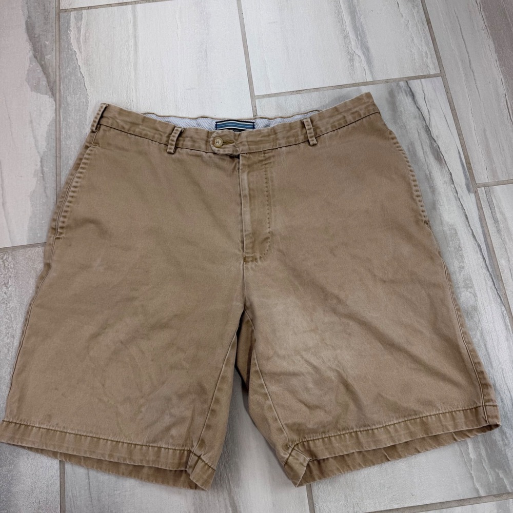 Peter Millar Khaki Cotton Chino Shorts Mens 35 9 Inch Inseam